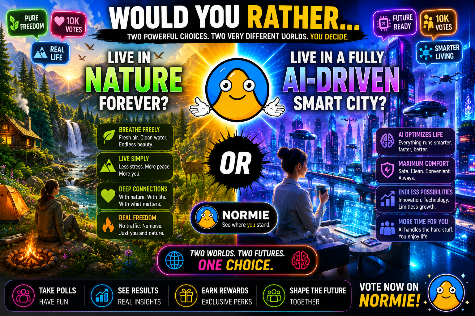 Would You Rather… Live in Nature Forever… OR Live in a Fully AI-Driven Smart City?