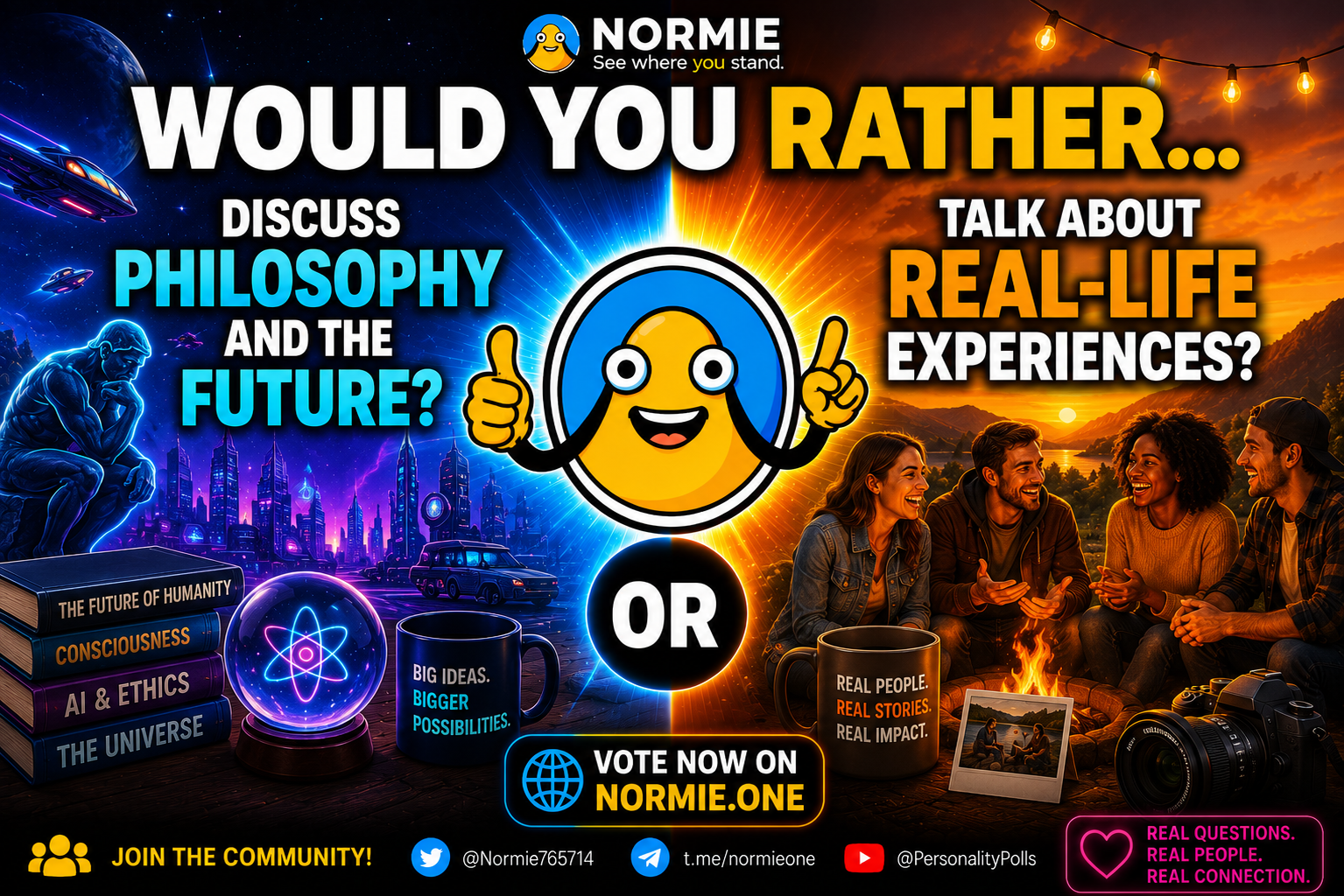 Would You Rather… Discuss Philosophy and the Future OR Talk About Real-Life Experiences?