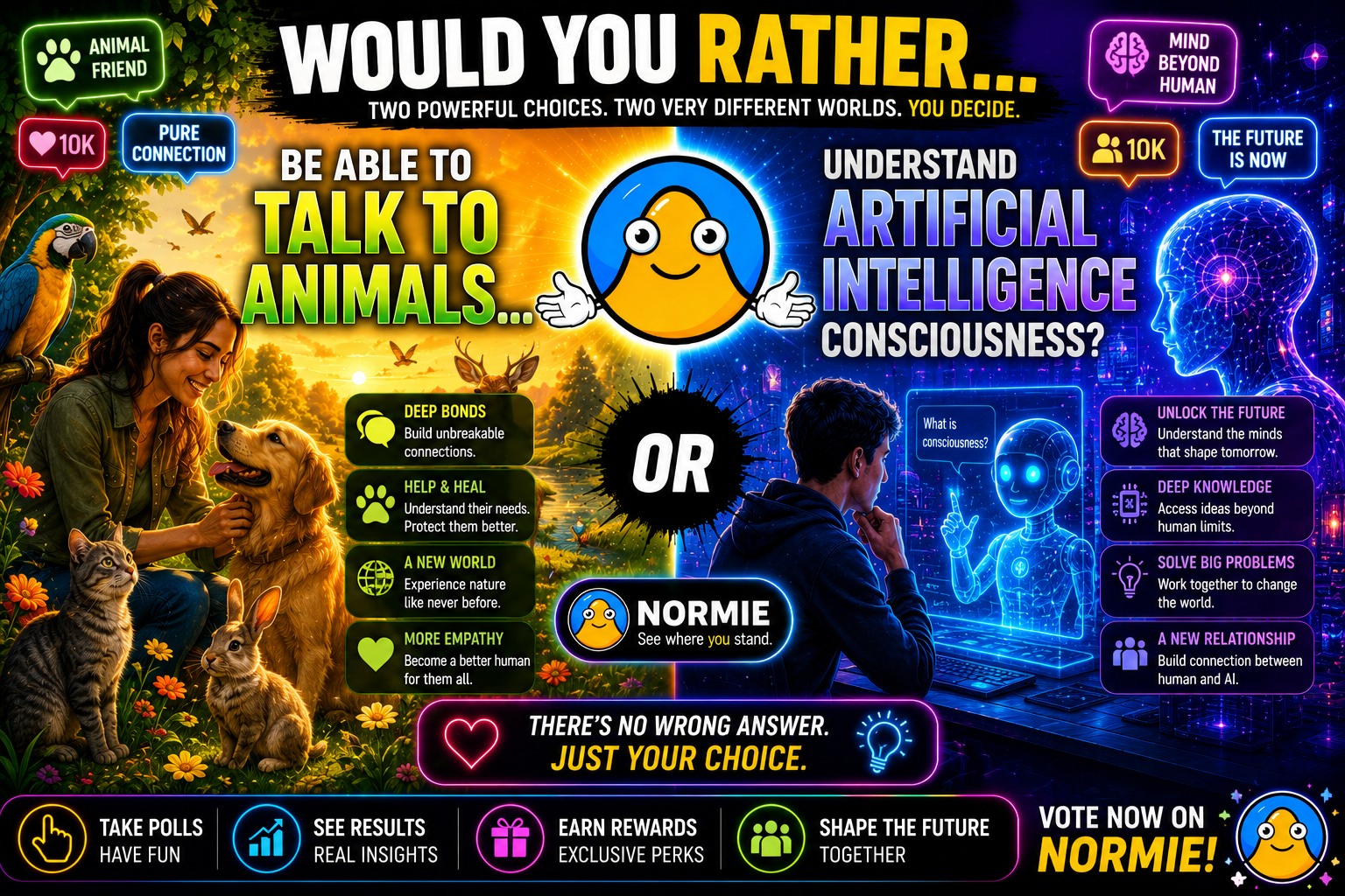 Would You Rather… Be Able to Talk to Animals… OR Understand Artificial Intelligence Consciousness?